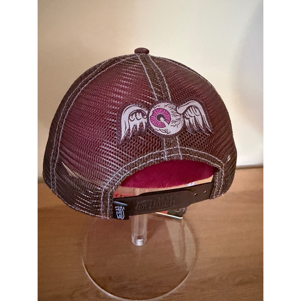 Von Dutch Sepia Stone Brown Pink Flying Eyeball Trucker Y2K Vibe NWT - Picture 4 of 8